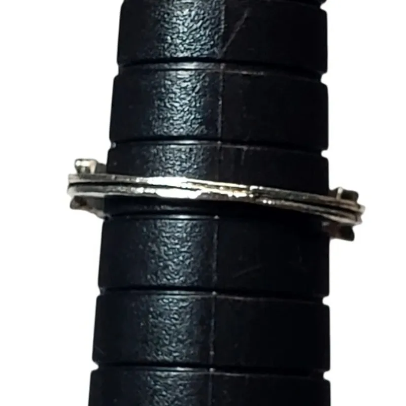 Silver Tone Blue Cabochon Minimalistic Ring Sz 5.5 Unsigned - Image 5