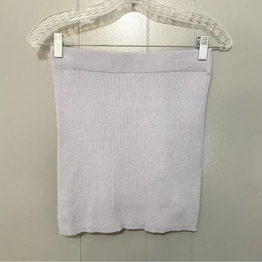 Pink Rose Blue Periwinkle Soft Ribbed Knit Full-zip Top Skirt Matching Set S - Image 9