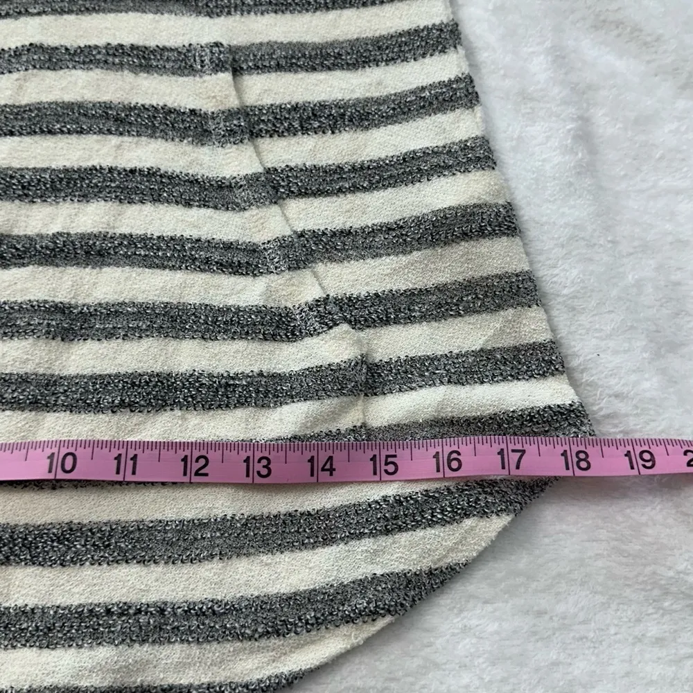 Fifteen Twenty Gray and White Striped Lace Up Hoodie Sweater - Image 3