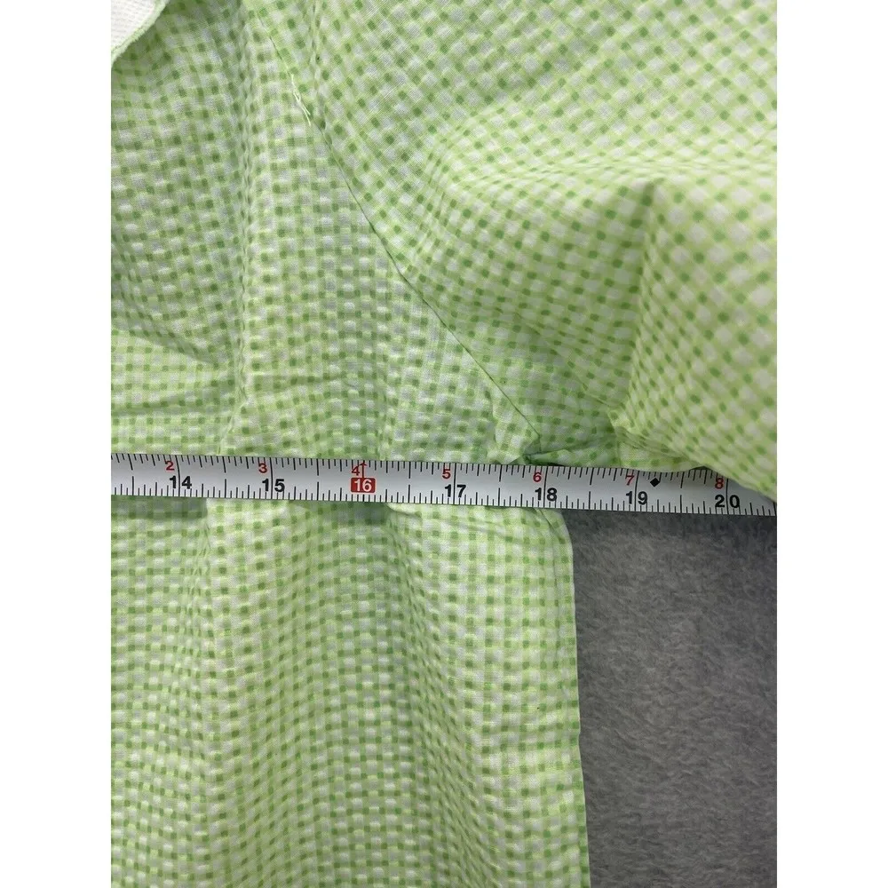 Dream Rest Women's Vintage Dress Button Down Short Sleeve Gingham Green Sleep - Image 8