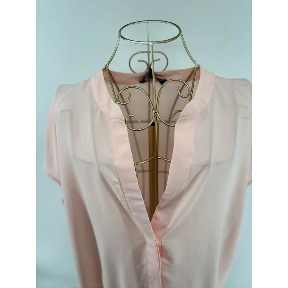 Eloquii peach pink short sleeve split neck button down top size 18 - Image 5