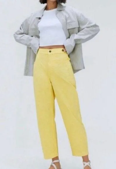 Everlane Butter Yellow The Fatigue Barrel Pant Linen Cotton Preppy Coastal 6 - Image 2