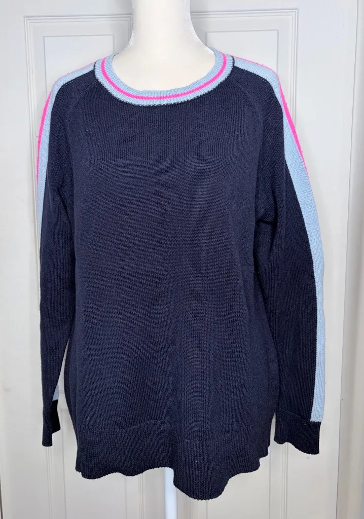 Sail to Sable merino wool blend navy blue accent Sweater size large a38 - Image 1