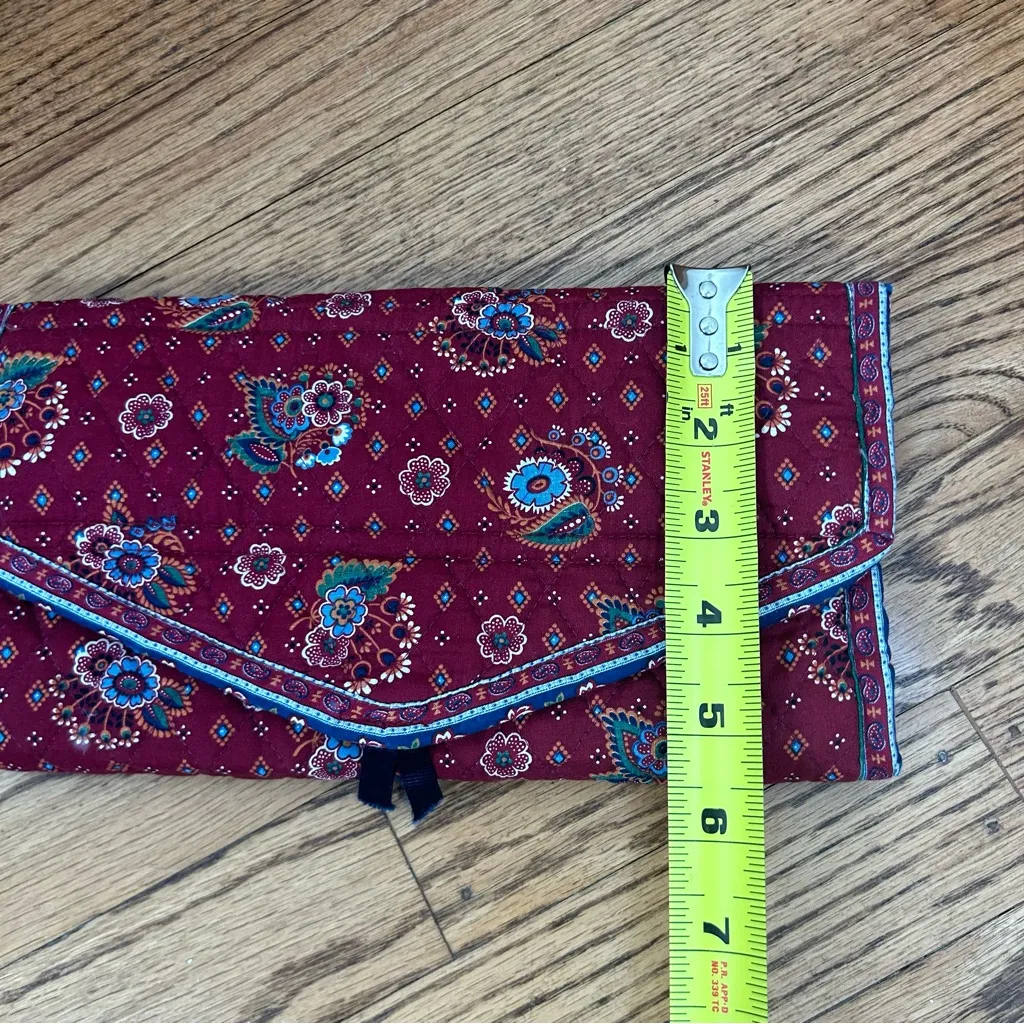 VTG Vera Bradley Red Blue Paisley Floral Providencial Foldable Cosmetic Bag - Image 14
