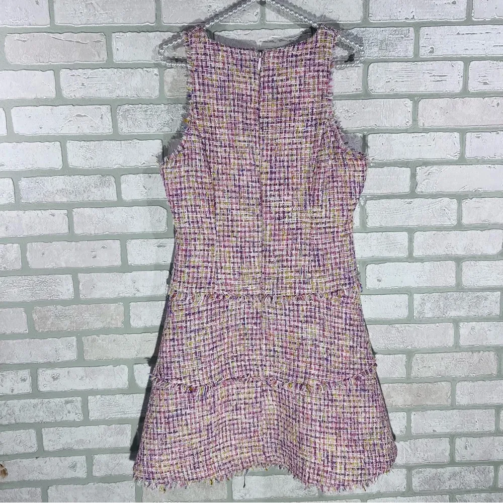 Likely Pink Multi Tweed Mini A Line Dress Size 8 - Image 5