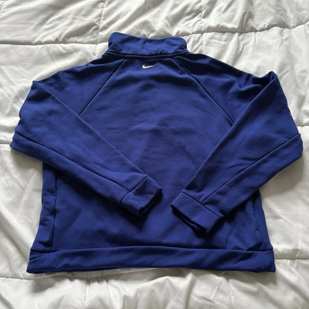 Nike  Womens Size Small Top Sweatshirt Dry Therma Fleece Half Zip Pullover Blue - Image 7