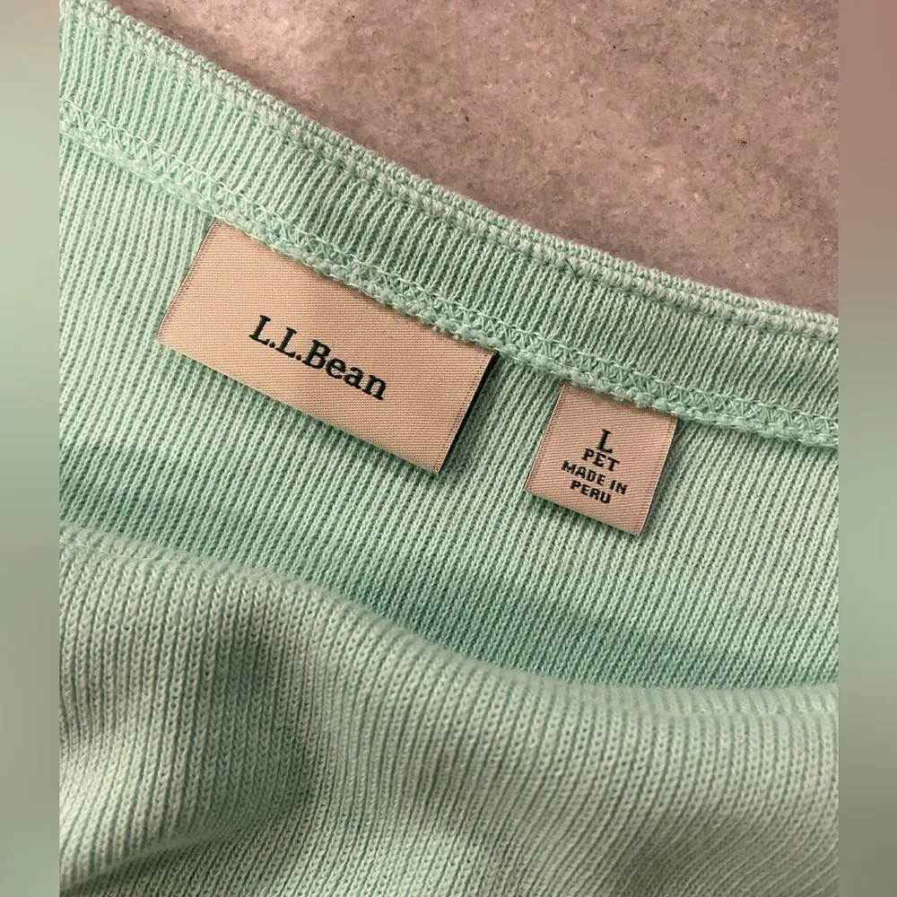 L.L. Bean Size LP Aquamarine Teal Stripe 3/4 Sleeve Knit Heritage Mariner Shirt Green - Image 10