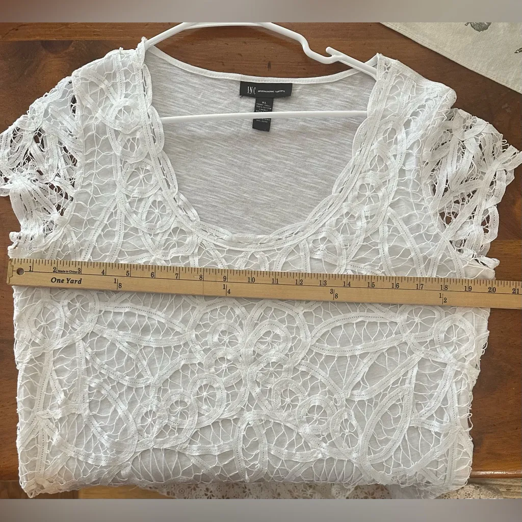 INC  International Concepts XL Brattenburg Cotton Lace overlay top blouse . - Image 3