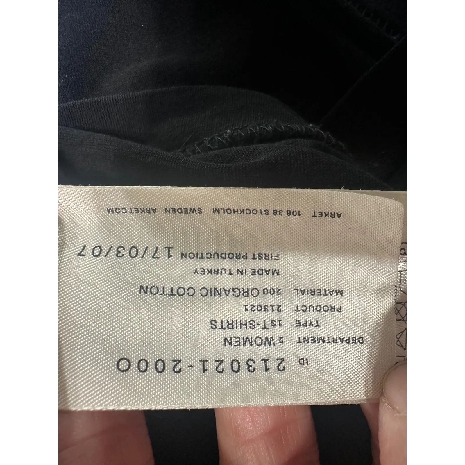 ARKET Black Organic Cotton Crew Neck Short Sleeve T Shirt Women's XS - Image 7