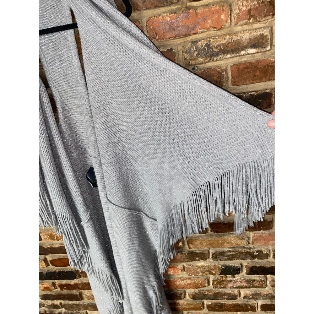 NWT Bianca Nygard Gray Silver Metallic Fringe Sweater Scarf Women's One Size Size undefined - Image 4