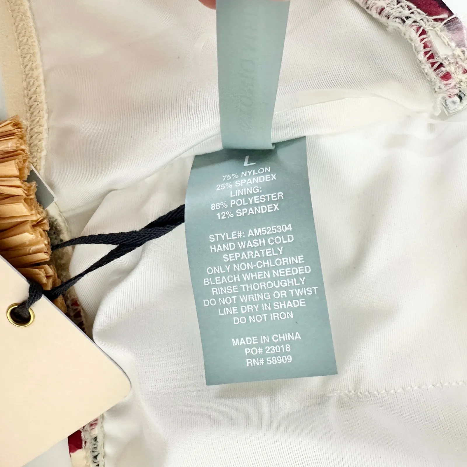 Anotonio Melani Style Bungalow Swimsuit Two Piece Bandeau Floral Cream L/XL NWT - Image 10