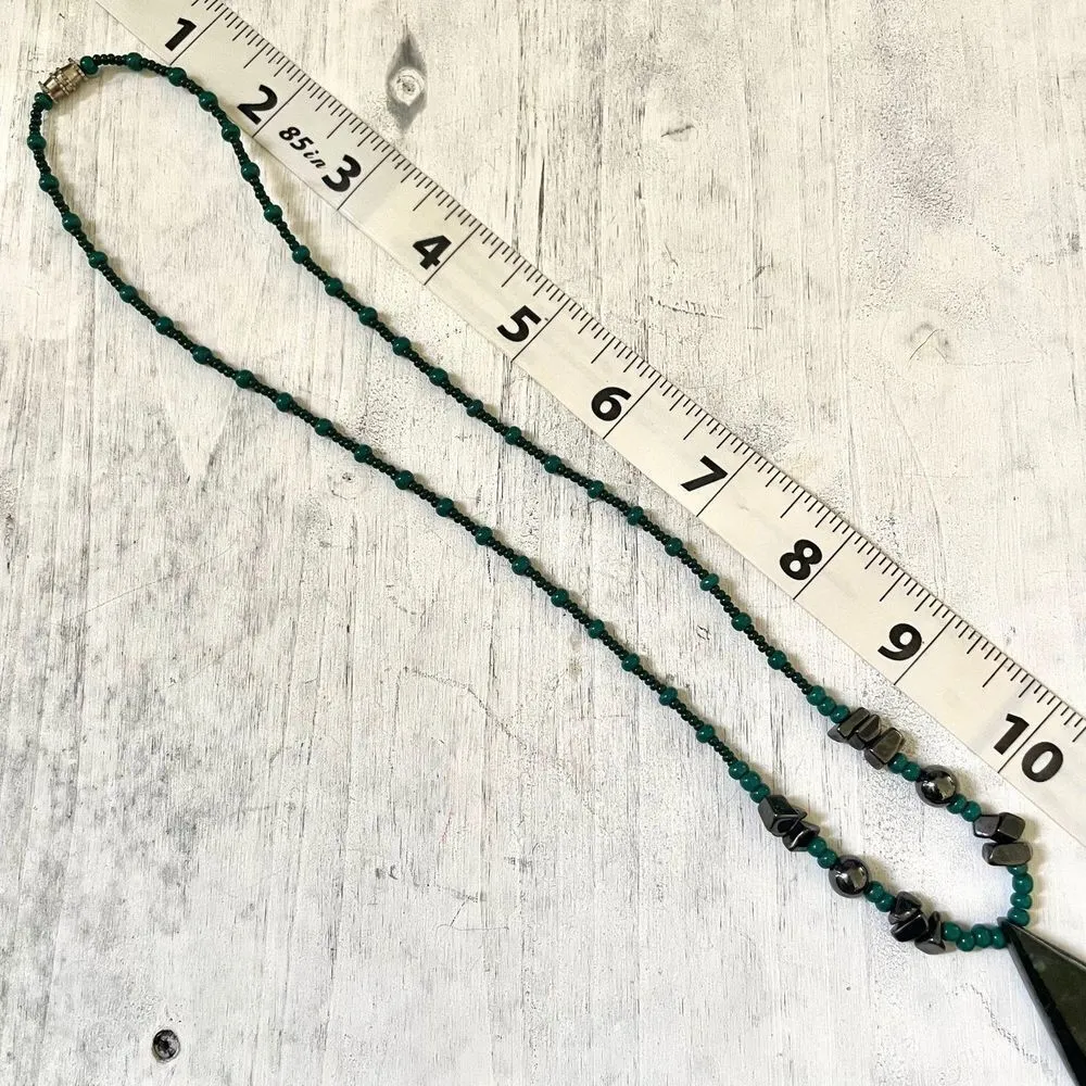 Green Jasper hematite pendant necklace - Image 8
