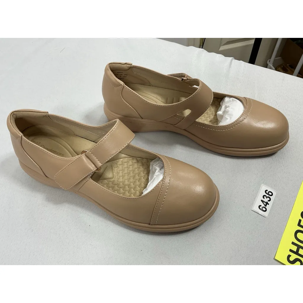 Womans NWOT Cusolemore Wedge Mary Jane Shoes Size 11 Beige Ankle Buckle Tan - Image 2