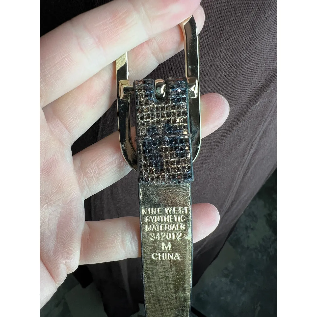 Nine west belt braided sparkly animal print y2k bronze black gold - Image 4