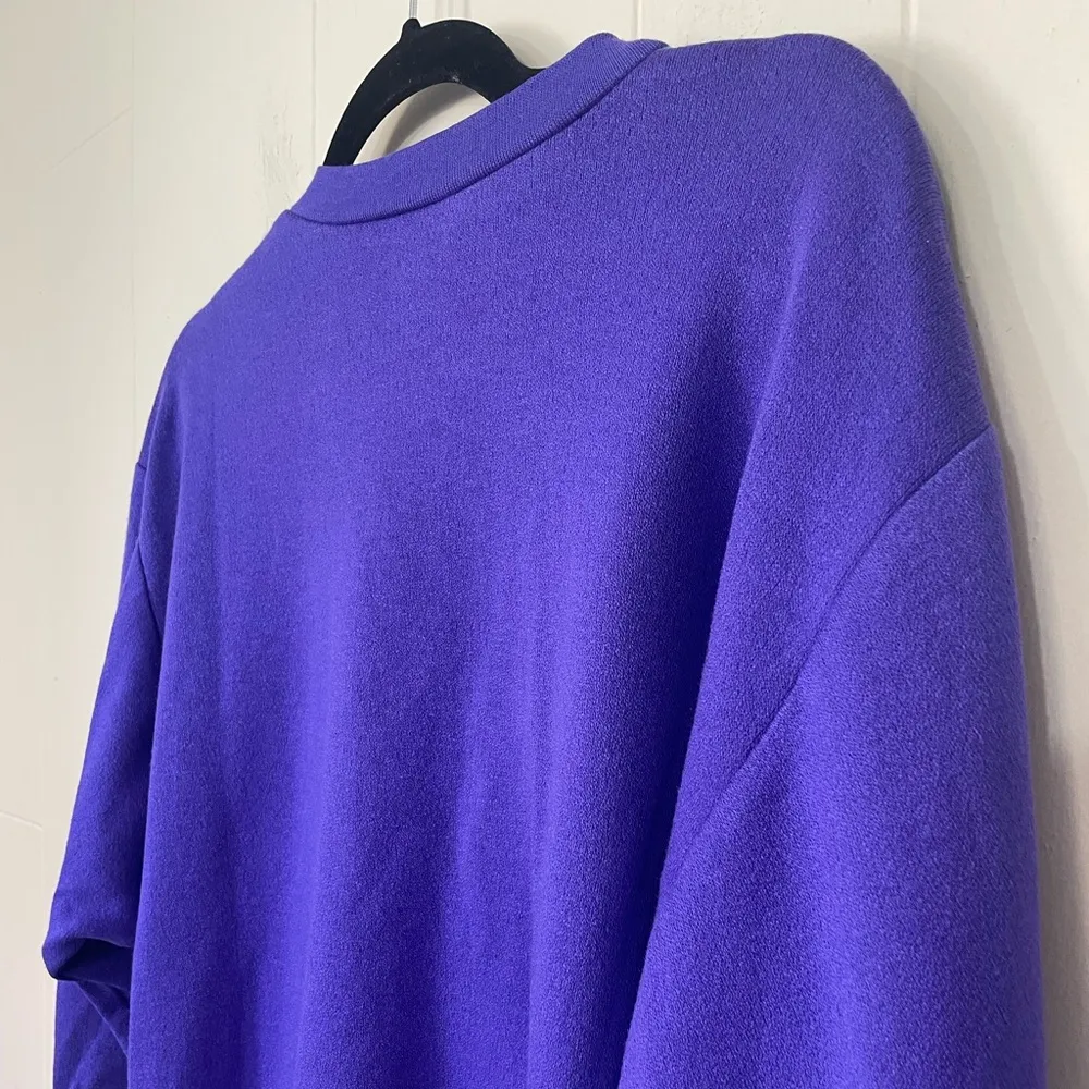 Vintage 80s 90s Purple Green 3/4 Sleeve Crop Sweater ~ Made In USA ~ Size S(4 - Image 6