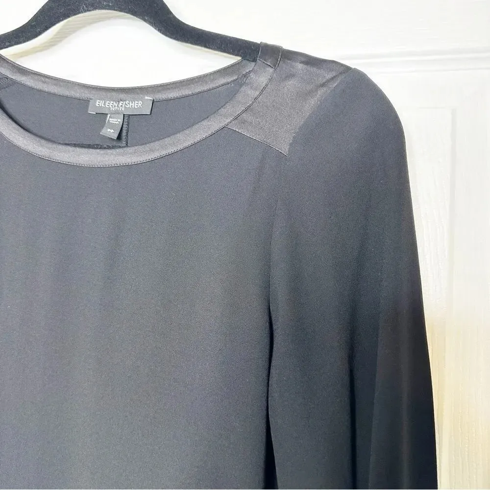 EILEEN FISHER 100%‎ Silk Crepe Georgette Long Sleeve Tunic/Dress Size PP (2-4P) - Image 2