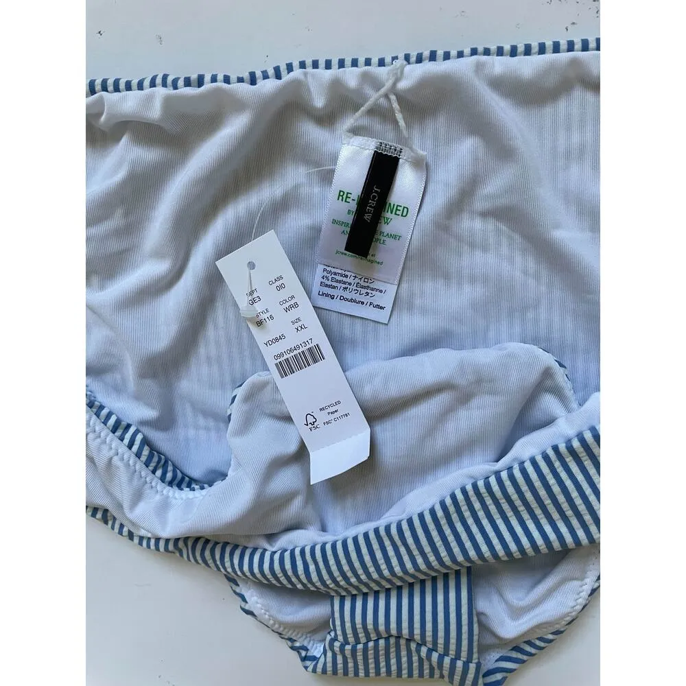 J. Crew Striped Full Coverage Bikini Bottom Blue White Size XXL NEW - Image 8