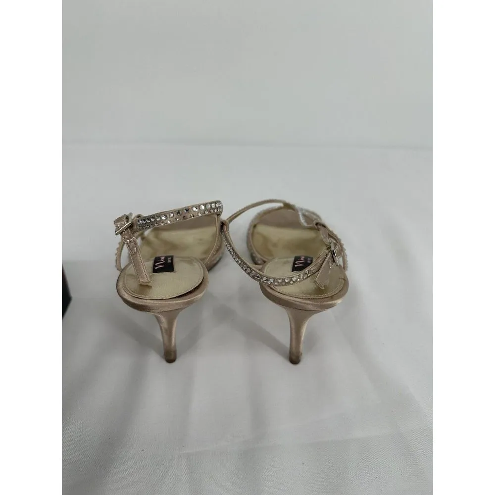 Nina Bobbie‎ JS Strappy Heels Size 9.5M Champagne Stiletto Dress Heel - Image 5