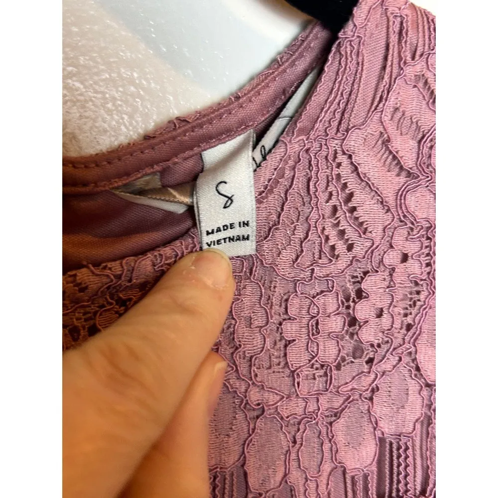 Speechless Pink Boho Lace Mini Dress Size Small Fringe Pastel Pink - Image 4