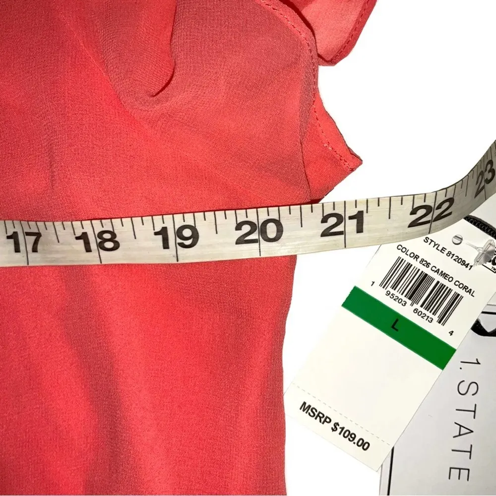 NWT 1 State WildFlower Bouquet High Low Short Sleeve Midi Dress in Cameo Coral L - Image 6