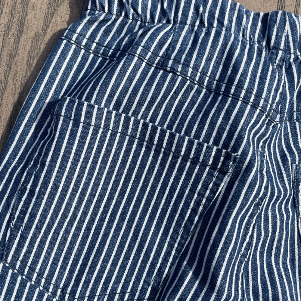 Altar’d State Size Small Pinstriped Flare Bellbottom Pull-on Jeans White & Blue - Image 8