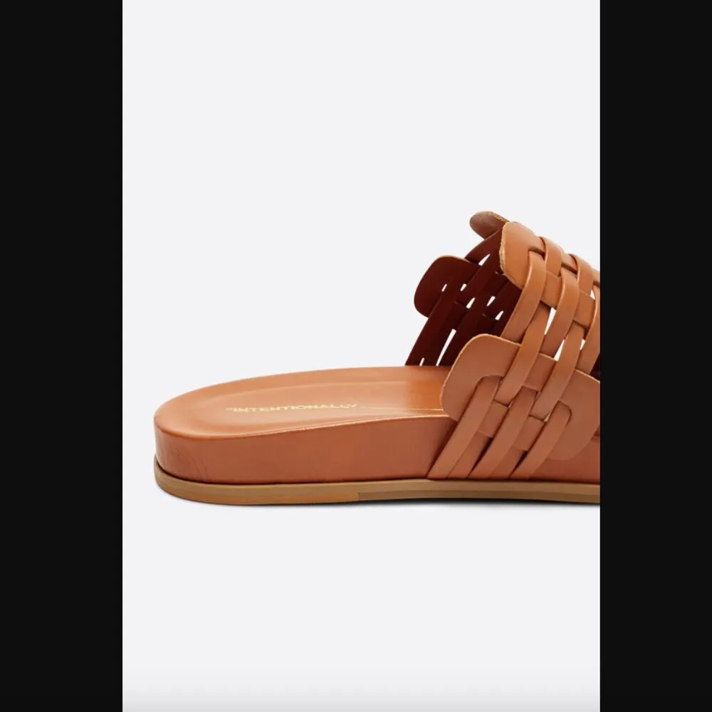 Intentionally Blank Brian Tan Brown Leather Slide Sandals 39 / US 8.5 - Image 5