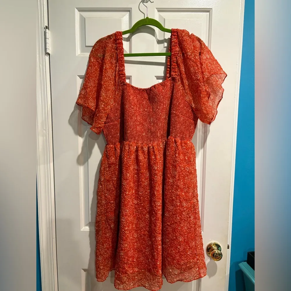 Madewell Seersucker Lucie Tie-Back Mini Dress in Piazza Floral orange 2X - Image 3