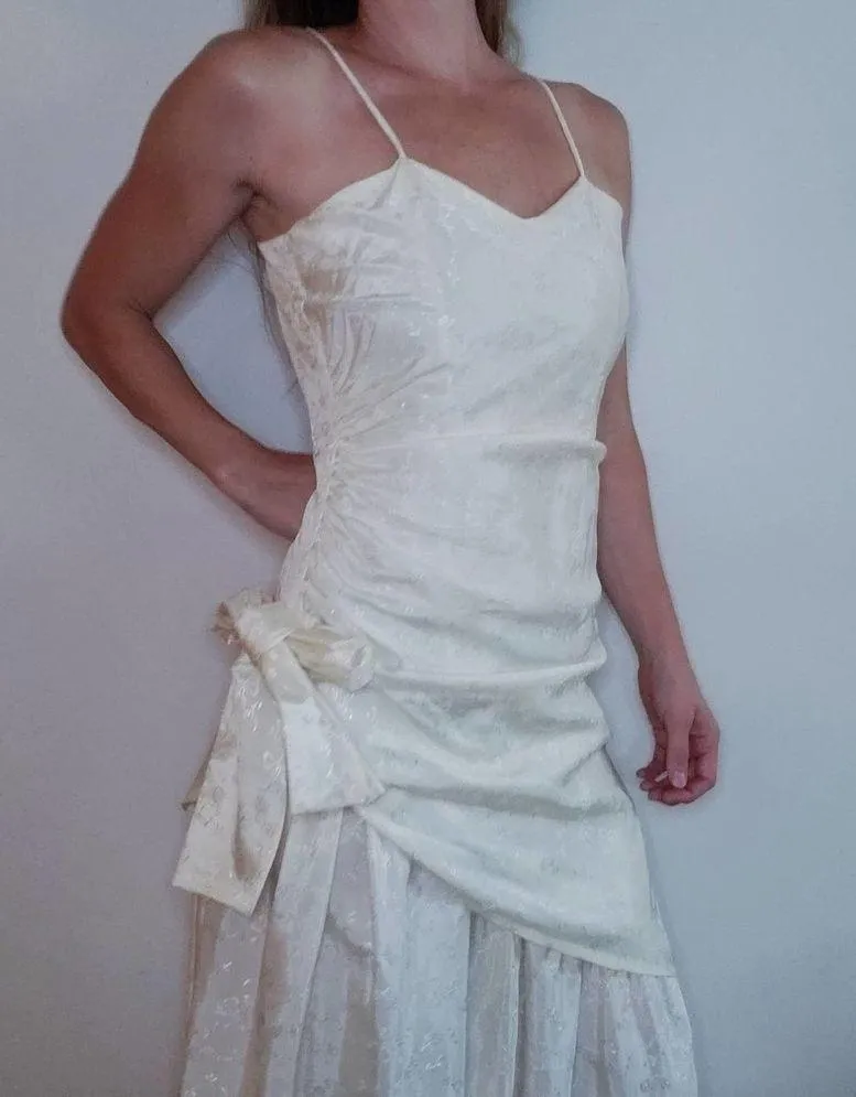 Vintage 90s Gunne Sax Ivory Backyard Beach Casual Punk Wedding Dress Small - Image 2
