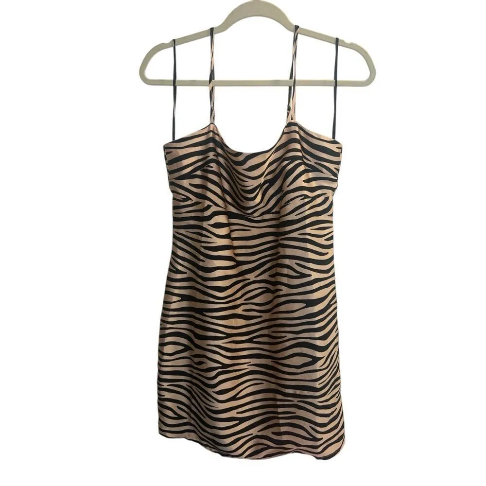 ✨Lulus Nocturnal Animal Nude Zebra Print Satin Mini Sz Medium Dress✨ - Image 8