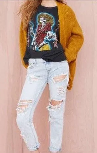 Awesome Baggies Boyfriend Distressed Mom Ribbed Jeans - Image 3