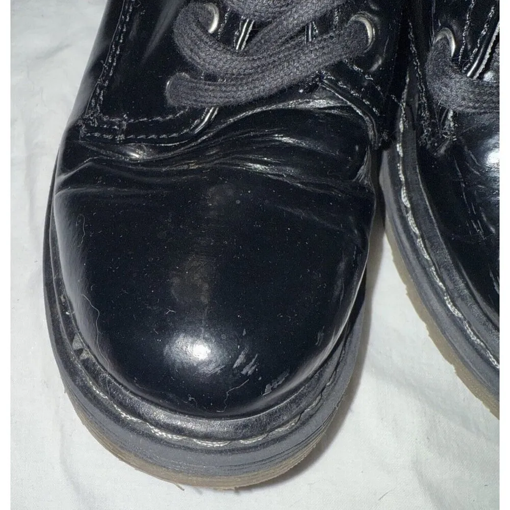 Aeropostale Boots Womens Size 9 Black Faux Patent Leather Combat Goth Grunge - Image 3