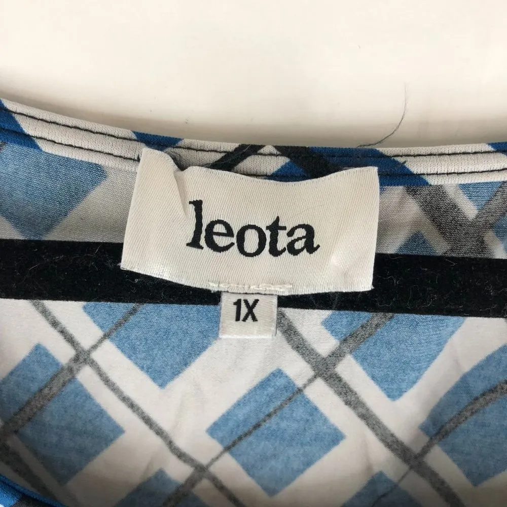 Leota Womens Helene Peplum Top Criss-Cross Scoop Neck Sleeveless Stretch Blue 1X - Image 5