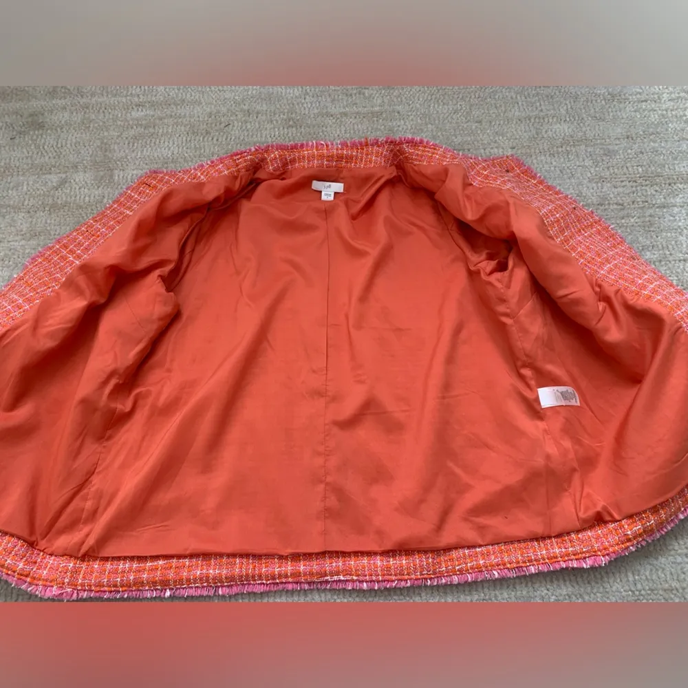 J. JILL Dahlia Blazer Tweed Jacket Size Small Coral Pink Career Office Spring Orange - Image 8