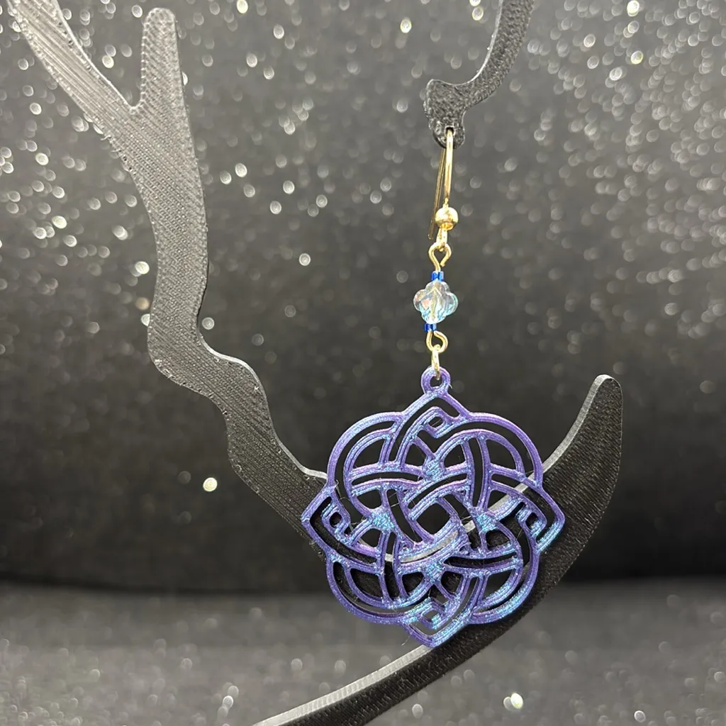 Blue and Purple Color Shift  Celtic Knot Earrings - Image 2