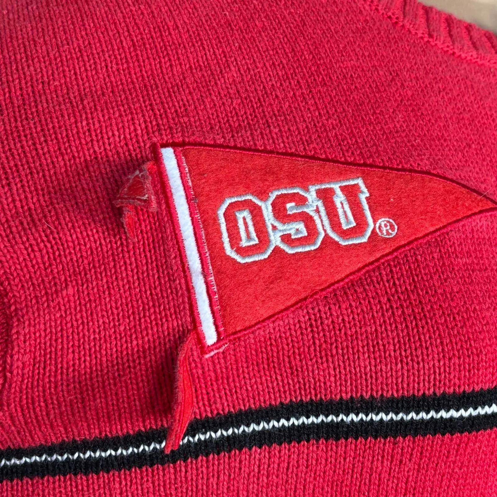 90s Ohio State Buckeyes Collegiate Football Button Knit Cardigan Sweater Medium Red - Image 10