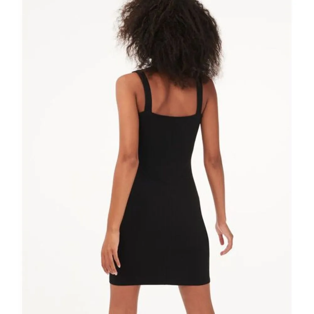 Aeropostale Seriously Soft Bodycon Dress Womens XS Black Rainbow Stripe Slim Fit - Image 2