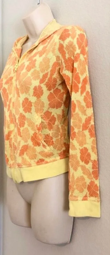 NWOT  bright floral mesh zip up hoodie. Sz small - Image 2