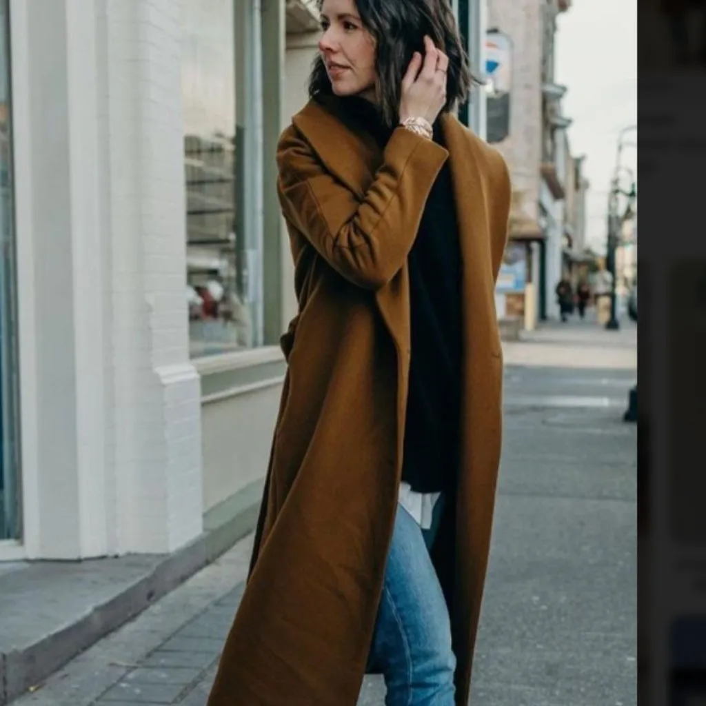 Cinzia Rocca Long Pure Virgin Wool Brown Coat Vintage Made in Italy sz 16 - Image 16