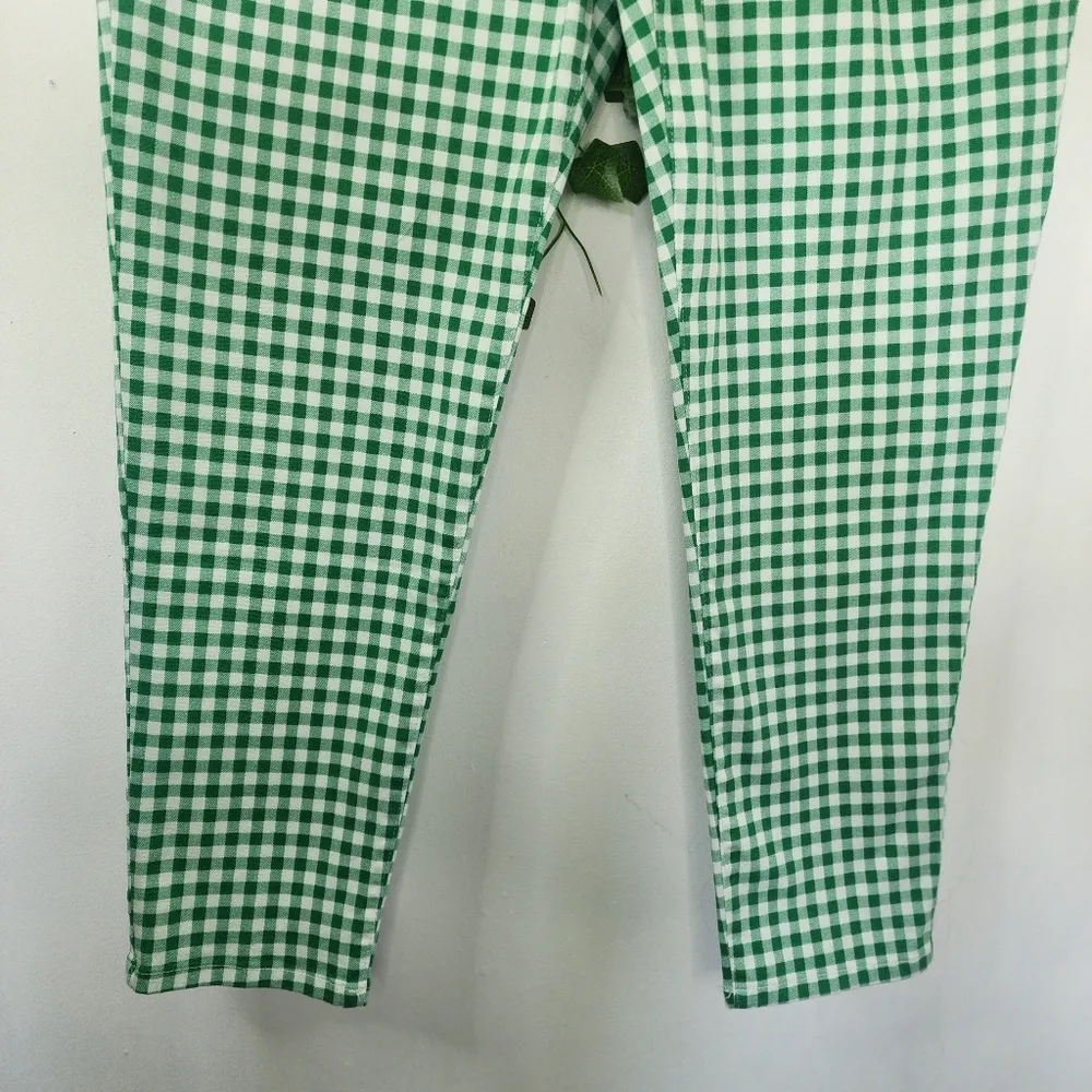 Charter Club Green and White Check Bristol Skinny Ankle Pants Size 16 - Image 4