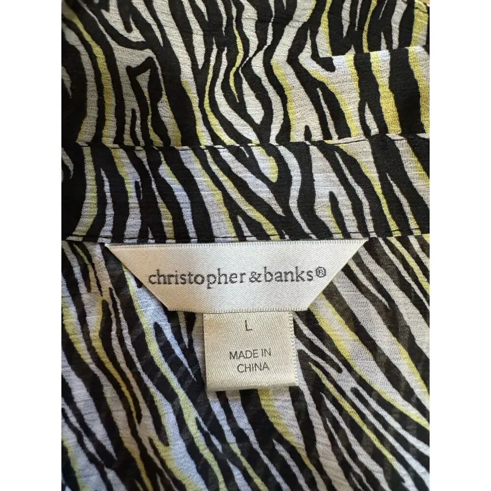 Christopher & Banks Women Long Sleeve Shirt Size Large Lightweight Office Casual - Image 3