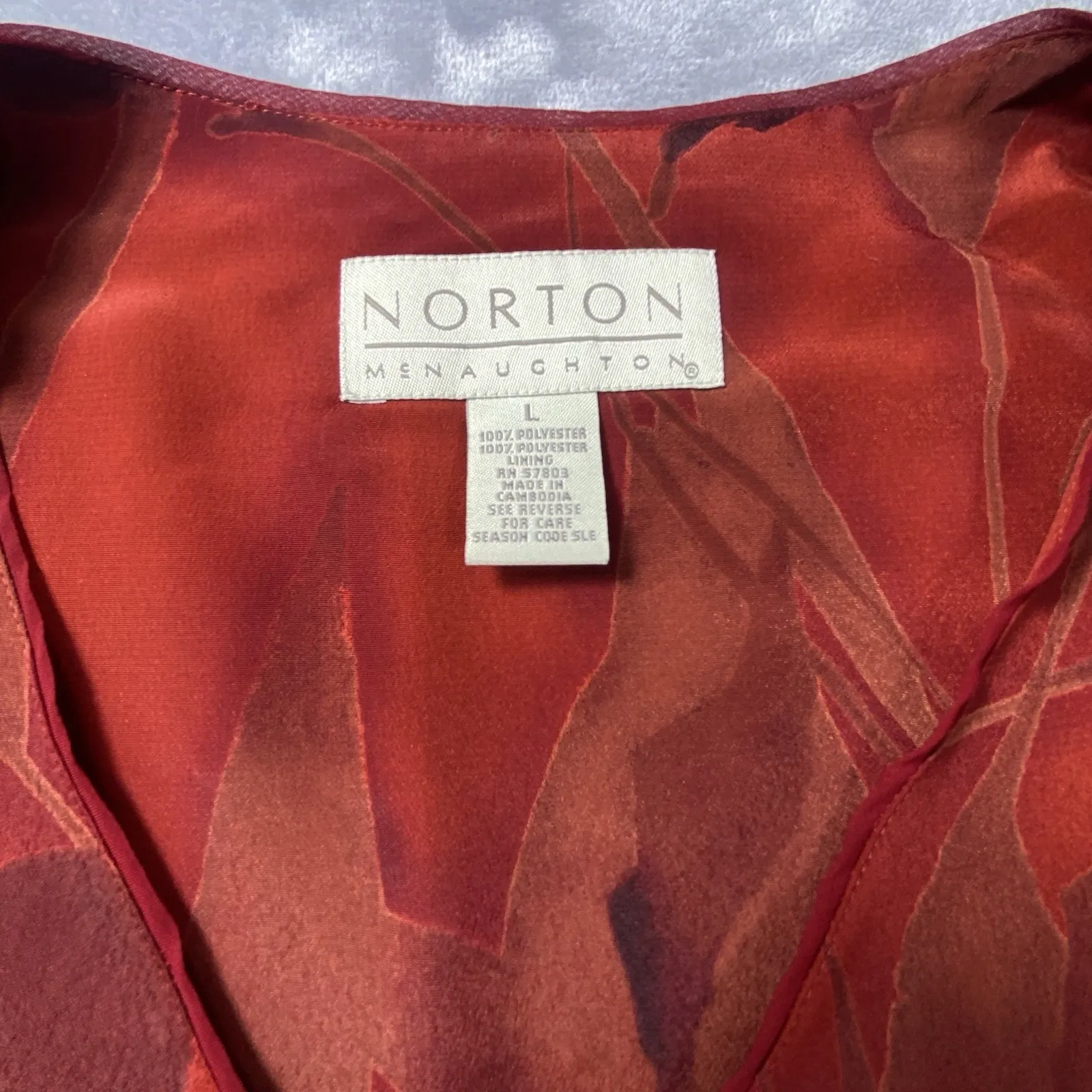 VTG Norton McNaughton Large Maxi Dress  90s Y2K Floral V-Neck Red Tropical Flowy - Image 6