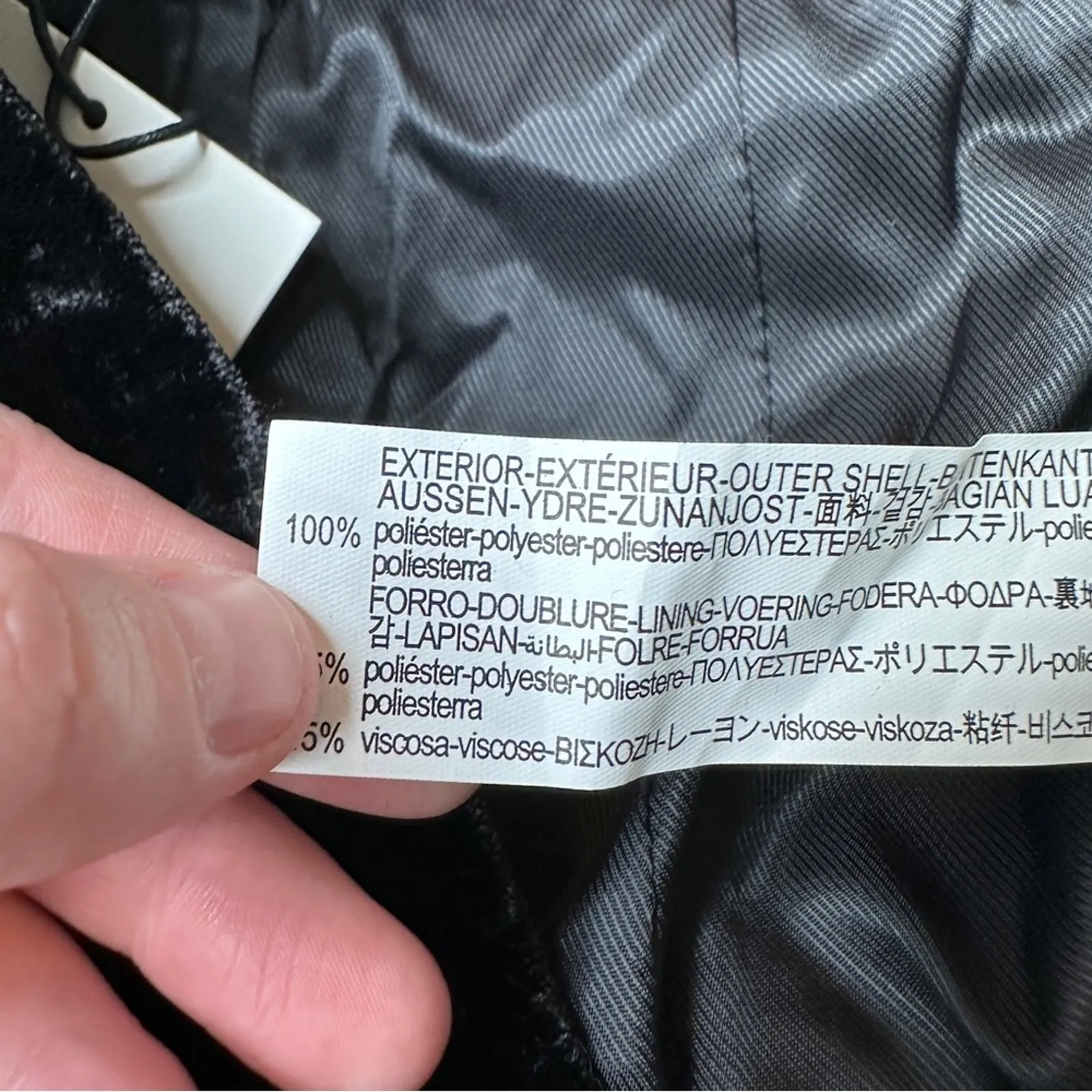 Zara Black Ruched Ruffle Crushed‎ Velvet Asymmetrical Mini Skirt Size S NEW - Image 5