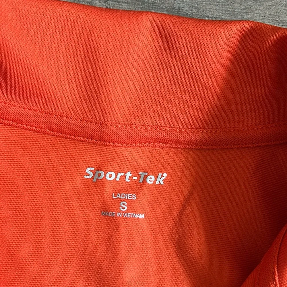 Sport tek orange polo shirt with dog embroidery - Image 2