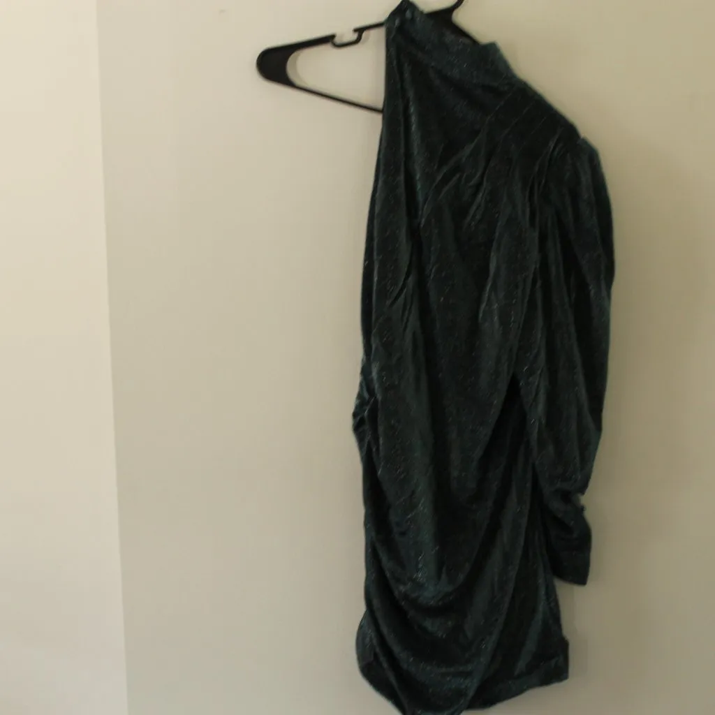 Choosy Green Sparkle One Sleeve Cocktail Dress Size Medium - Image 12