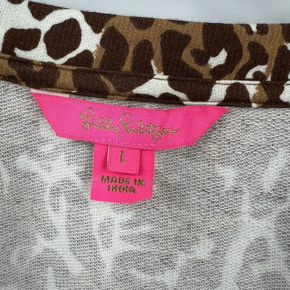 Lilly Pulitzer Chocolate My Favorite Spot Jansen V-Neck Sweatshirt Size Large‎ - Image 9