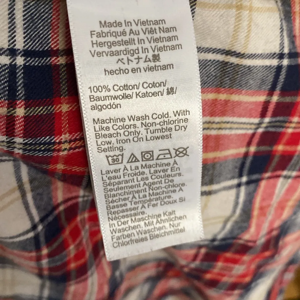 J Crew Red White and Blue Plaid Long Sleeve Button Down Shirt Size XS - Image 8