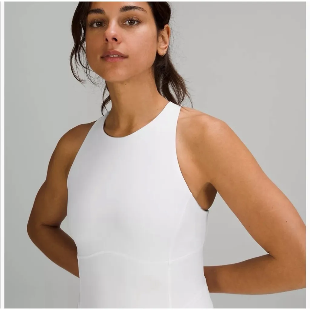 Lululemon Court Crush Tennis Dress White Shorts Pockets Racerback 0 With Pads - Image 3