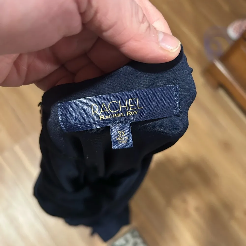 RACHEL Rachel Roy Blue Long Sleeve Crew Neck Sheath Dress Size 3X - Image 2