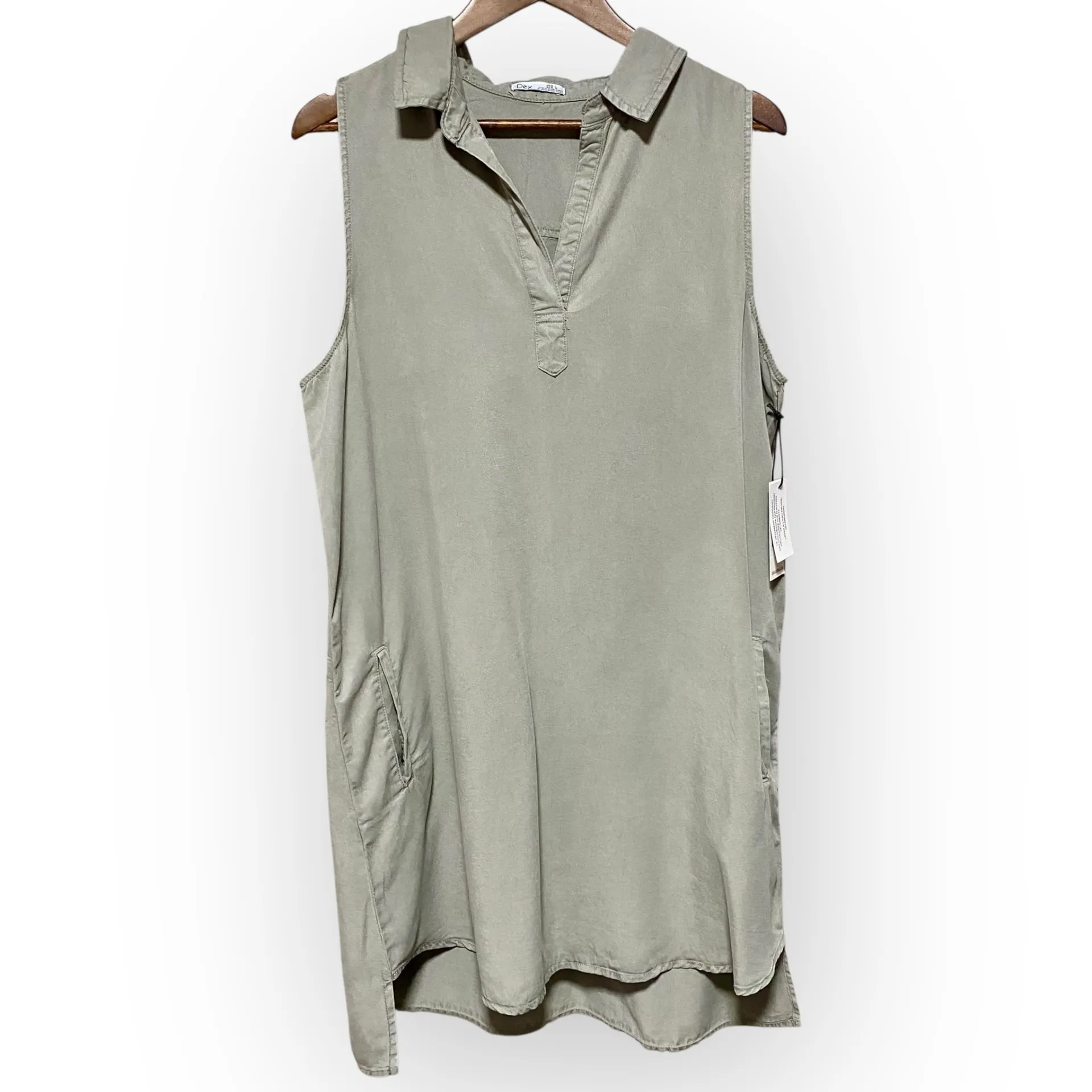 Dex Sleeveless Tencel Mini Dress Soft Sage Green Size Large Women’s NWT Size M - Image 2