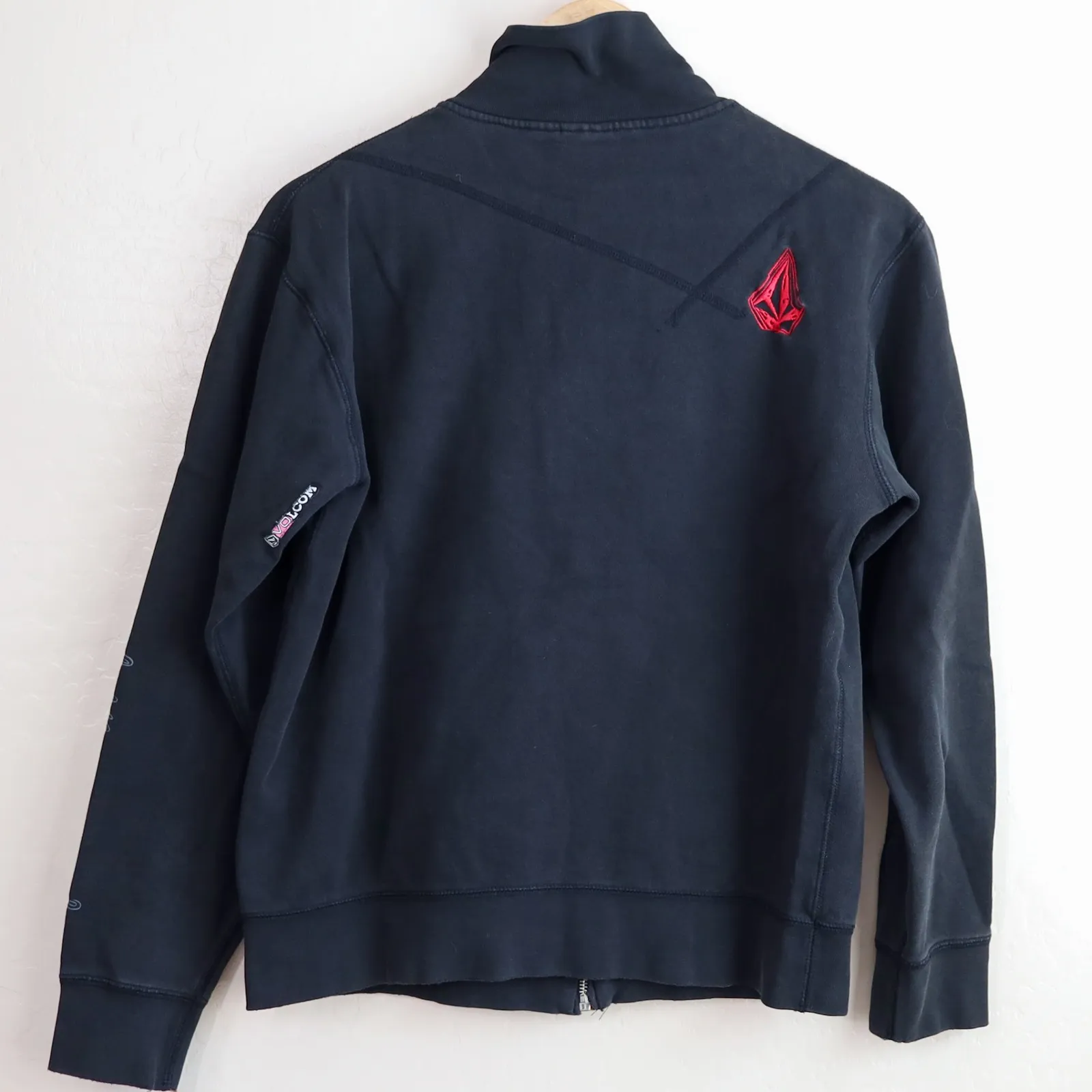 Vintage Volcom Full Zip Jacket "Slightly Removed" Black Graphic Womens S Y2K‎ - Image 3